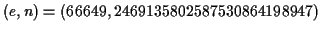 $(e,n)=(66649,2469135802587530864198947)$