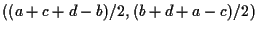 $((a+c+d-b)/2, (b+d+a-c)/2)$