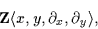 \begin{displaymath}{\bf Z} \langle x, y, \partial_x, \partial_y \rangle, \end{displaymath}