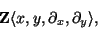 \begin{displaymath}{\bf Z} \langle x, y, \partial_x, \partial_y \rangle, \end{displaymath}