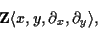 \begin{displaymath}{\bf Z} \langle x, y, \partial_x, \partial_y \rangle, \end{displaymath}