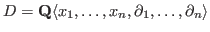 $D = {\bf Q} \langle x_1, \ldots, x_n , \partial_{1} , \ldots, \partial_{n} \rangle$